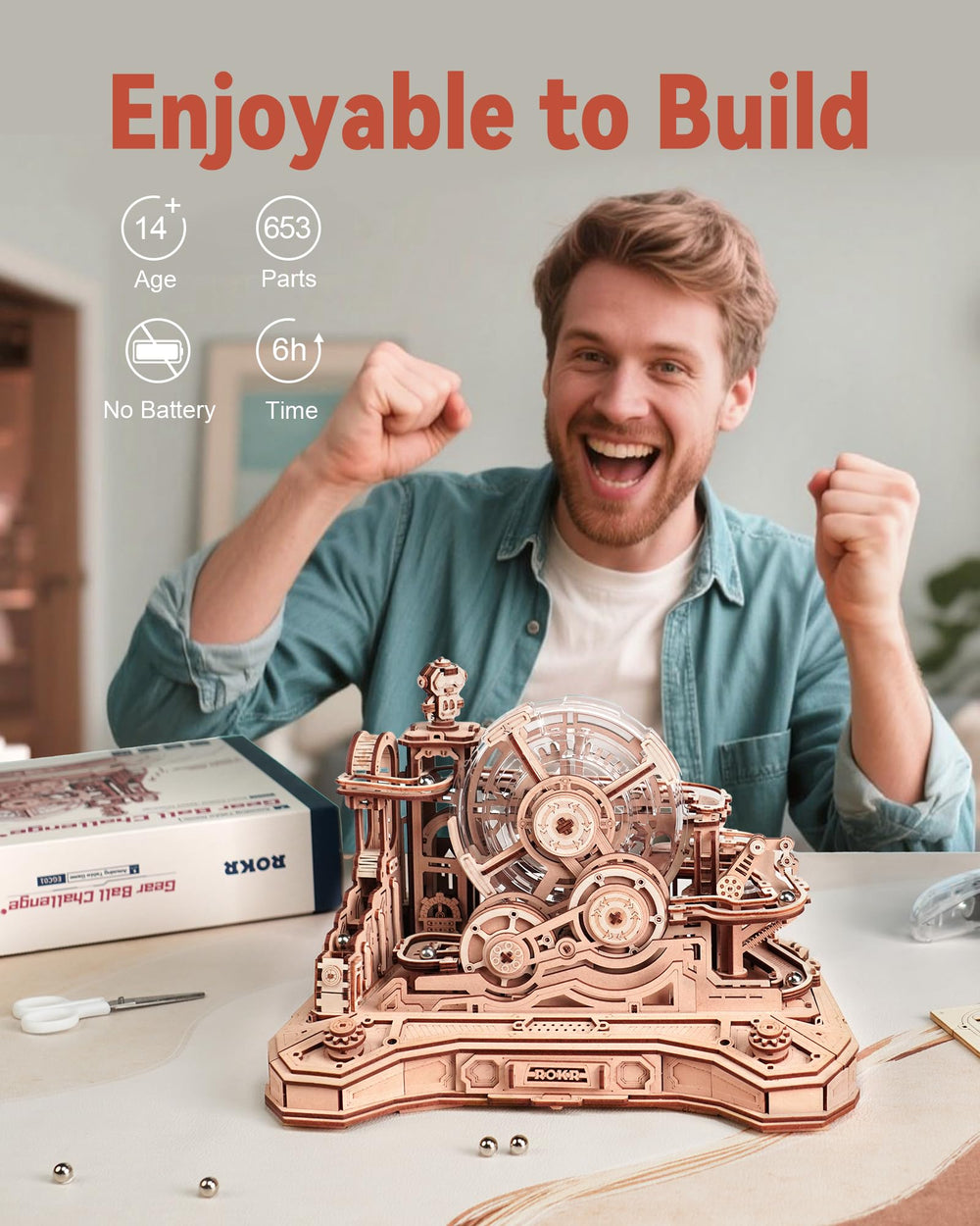 ROKR Gear Ball Challenge instruction manual supports confident, step-by-step assembly.