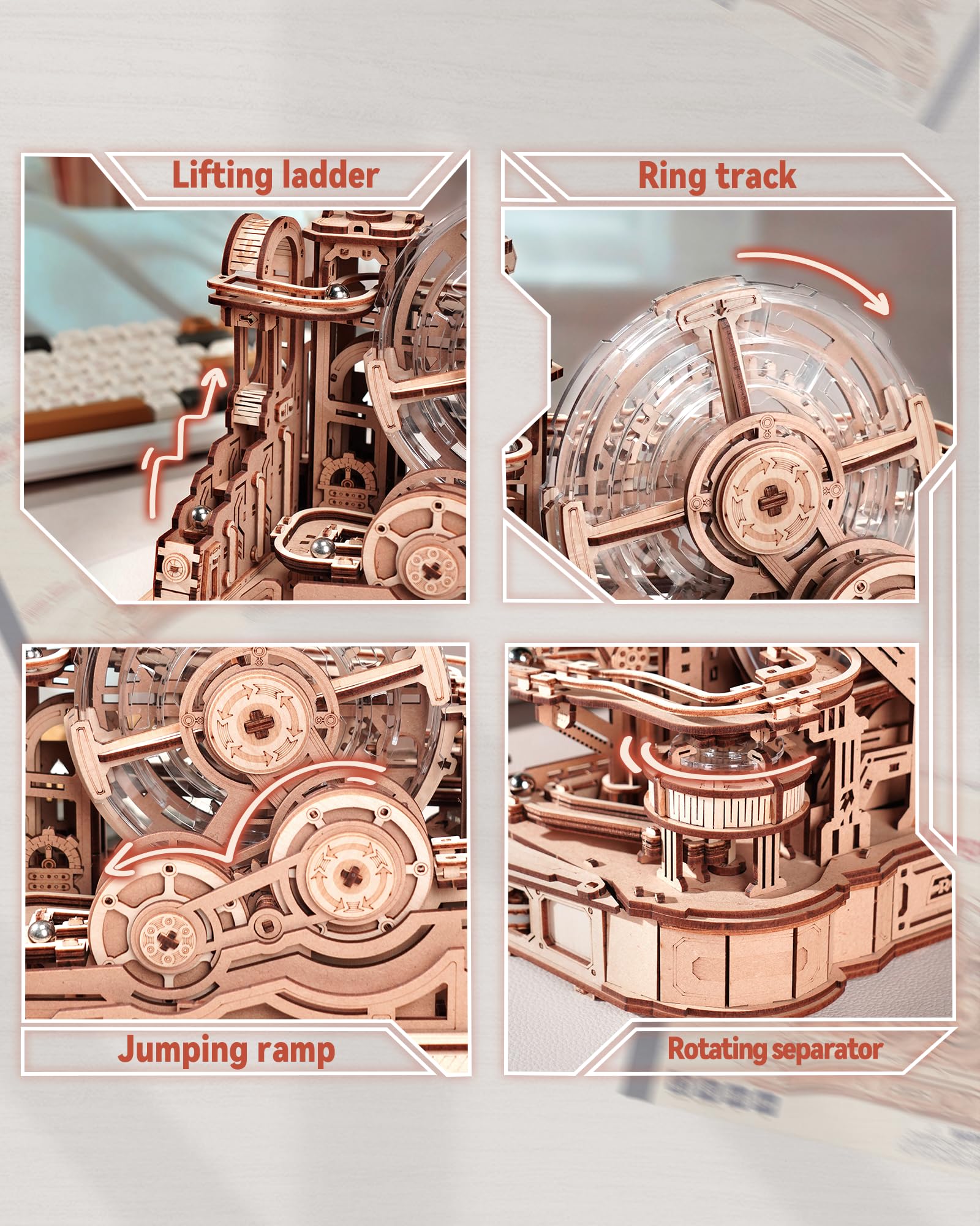 ROKR Gear Ball Challenge mortise-tenon joinery delivers sturdy construction.