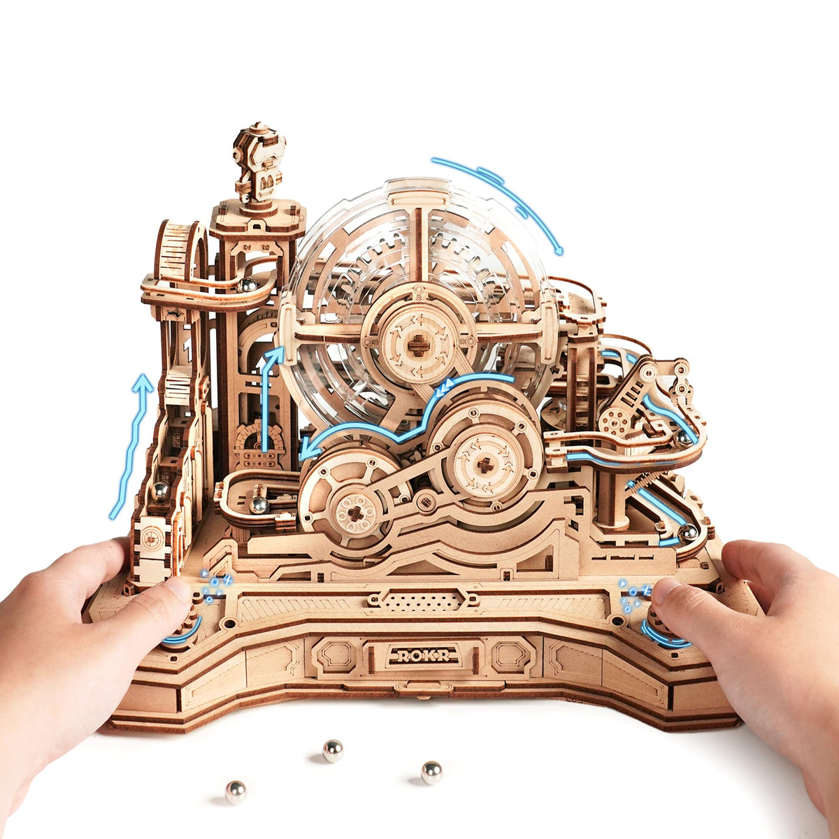ROKR Gear Ball Challenge setup shows the marble path for focused, hands-on play.