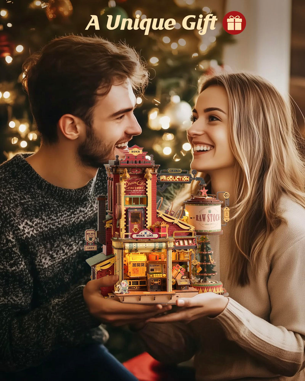 ROKR Gift Factory LEDs sync with holiday music for immersive ambience