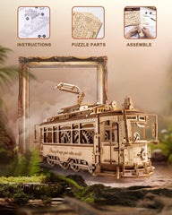 ROKR laser-cut tram parts aligning tightly for a stable build