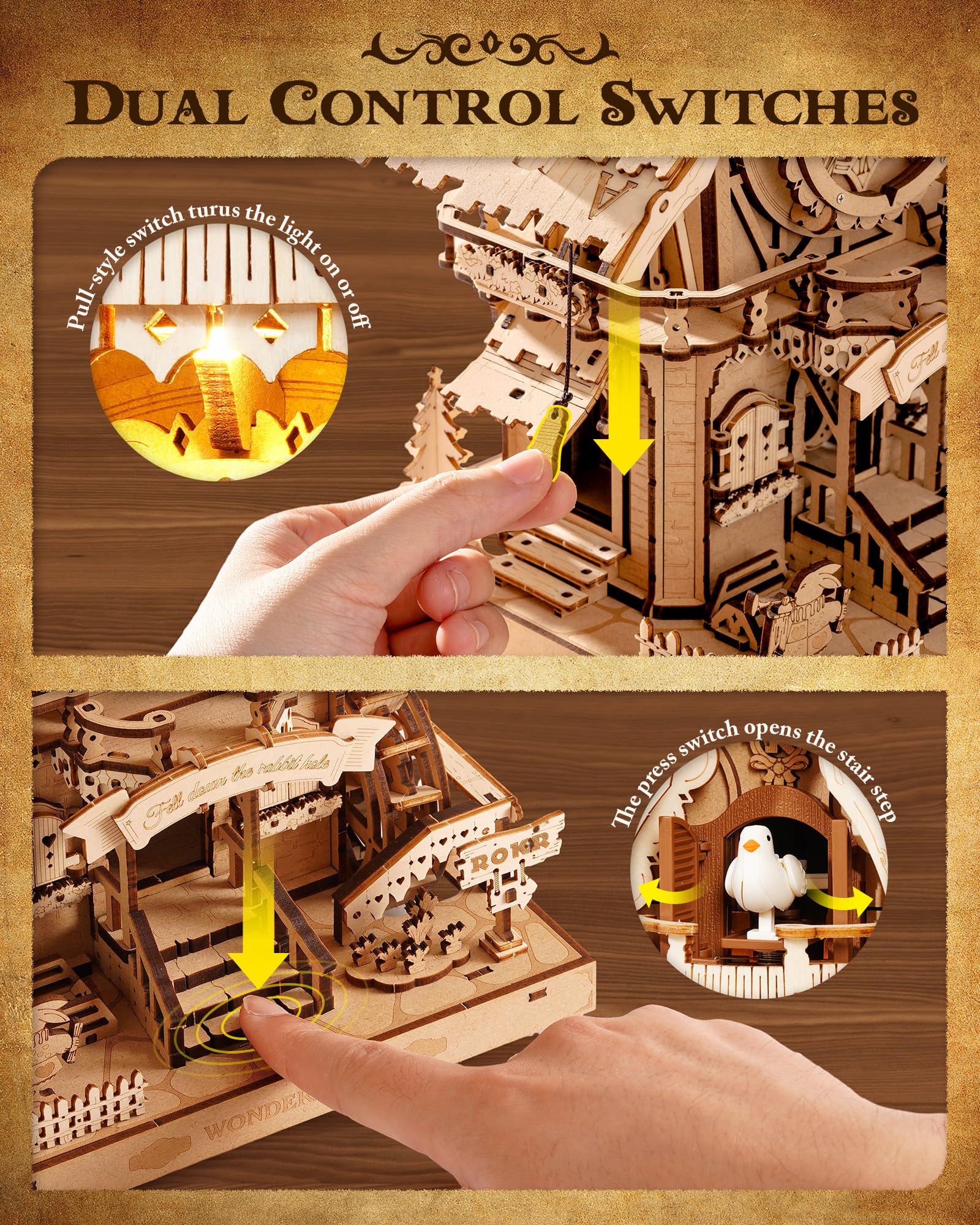 ROKR layered wood panel design showcases three dimensional detailing in a stylish centerpiece