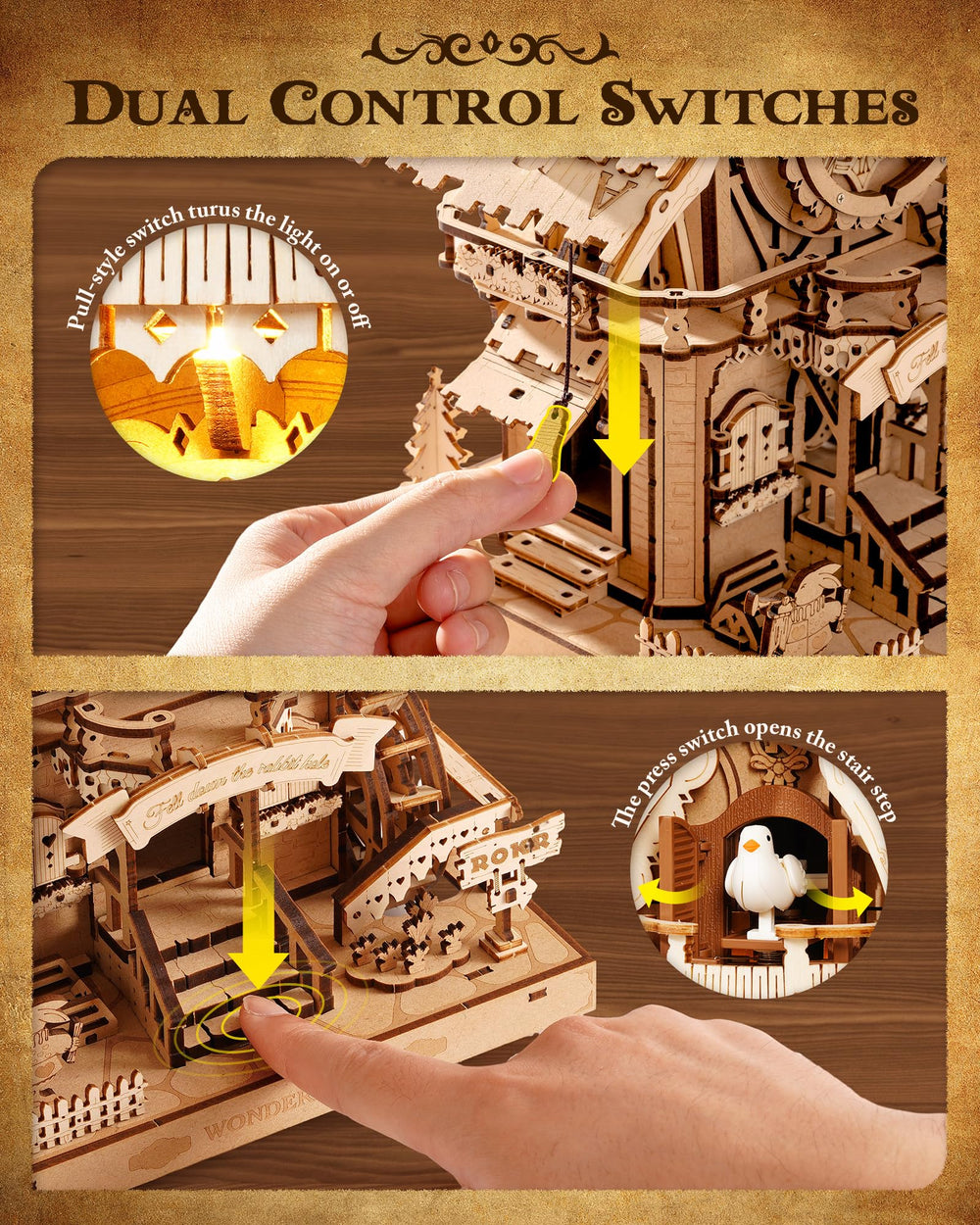 ROKR layered wood panel design showcases three dimensional detailing in a stylish centerpiece