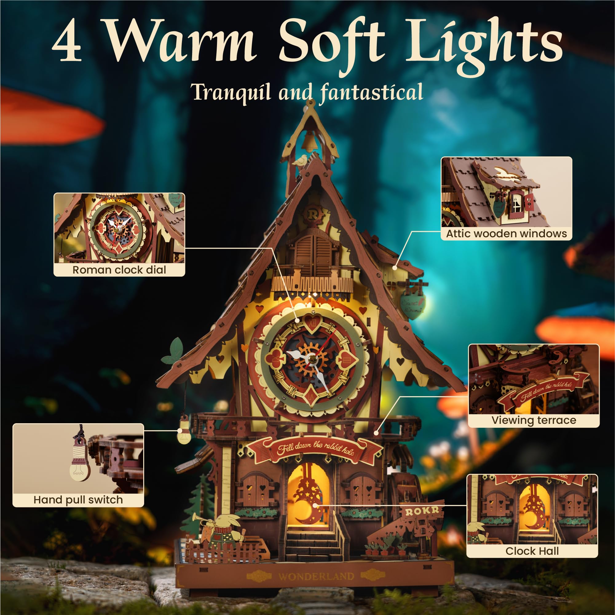 ROKR LED fairy treehouse lights create a warm, cozy ambiance.