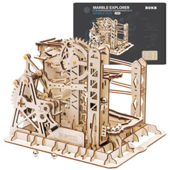 ROKR Lift Coaster assembly in progress for an engaging wooden puzzle