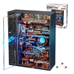 ROKR marble run kit assembly shows precise parts and methodical progress for concentration.