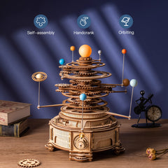 ROKR 3D Orrery orbiting planets in motion on sturdy wooden gears for teaching