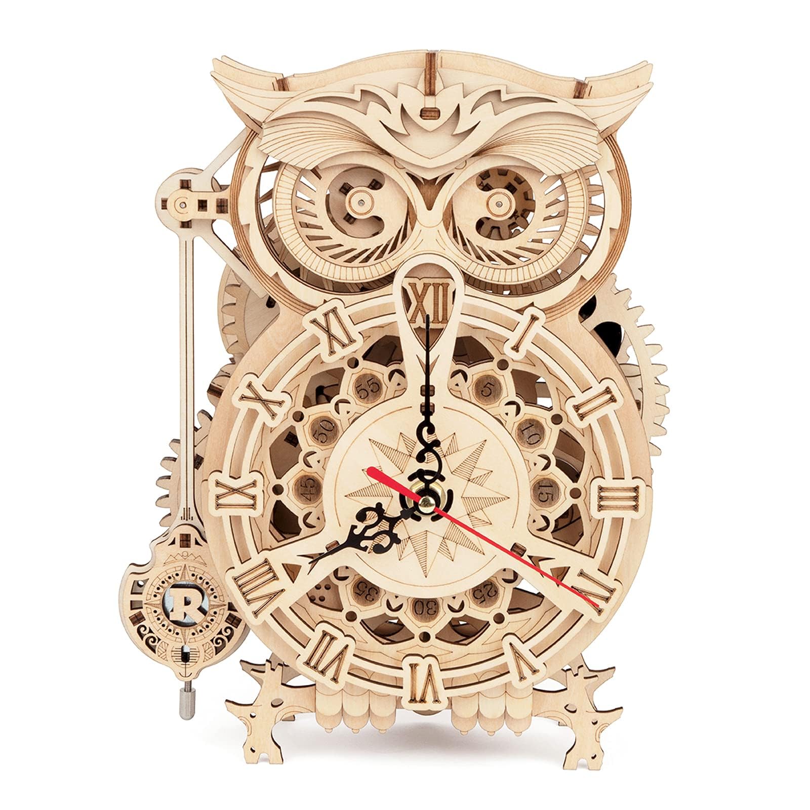 ROKR Owl Clock puzzle assembly with interlocking parts for a satisfying build.