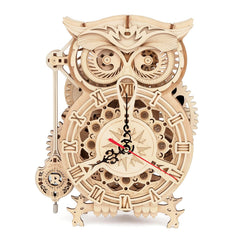 ROKR Owl Clock puzzle assembly with interlocking parts for a satisfying build.