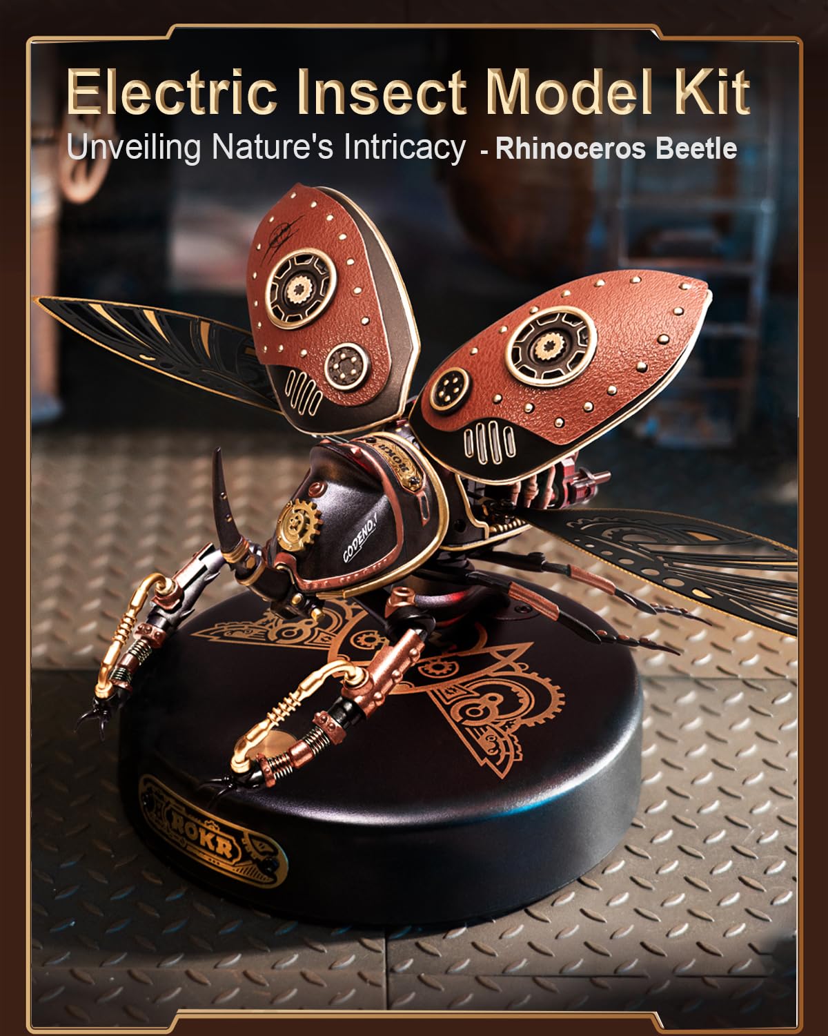 ROKR Rhinoceros Beetle wing-flaps simulate motion for a dynamic centerpiece