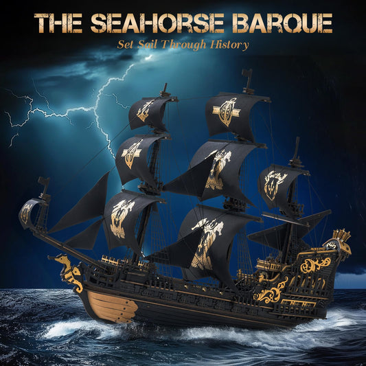 ROKR Seahorse Barque eight square sails for an authentic look.