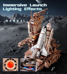 ROKR space-shuttle-led-launch-effects illuminate the shuttle with ignition visuals.
