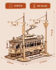 ROKR tram assembly highlighting stable acrylic and metal axle