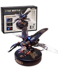 ROKR stag beetle model base for focused, hands-on desk assembly.