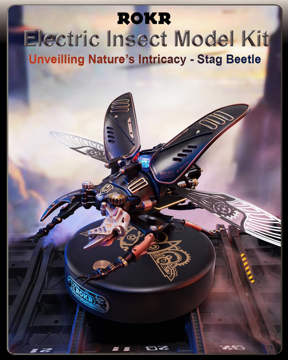 ROKR stag beetle wings simulation showing rapid wing flaps for display.