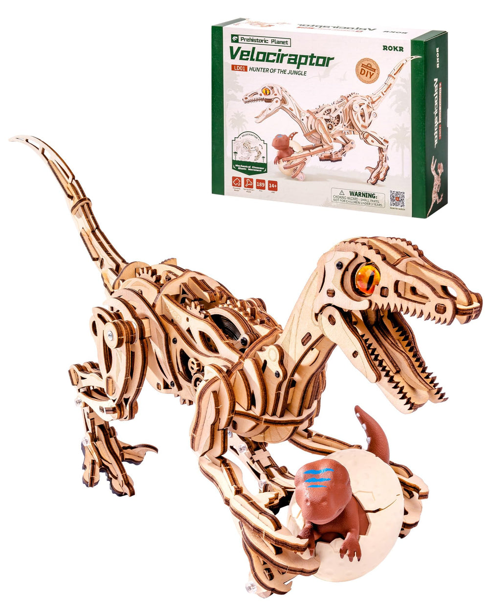 ROKR Velociraptor assembly kit enables hands-on learning and logical thinking.