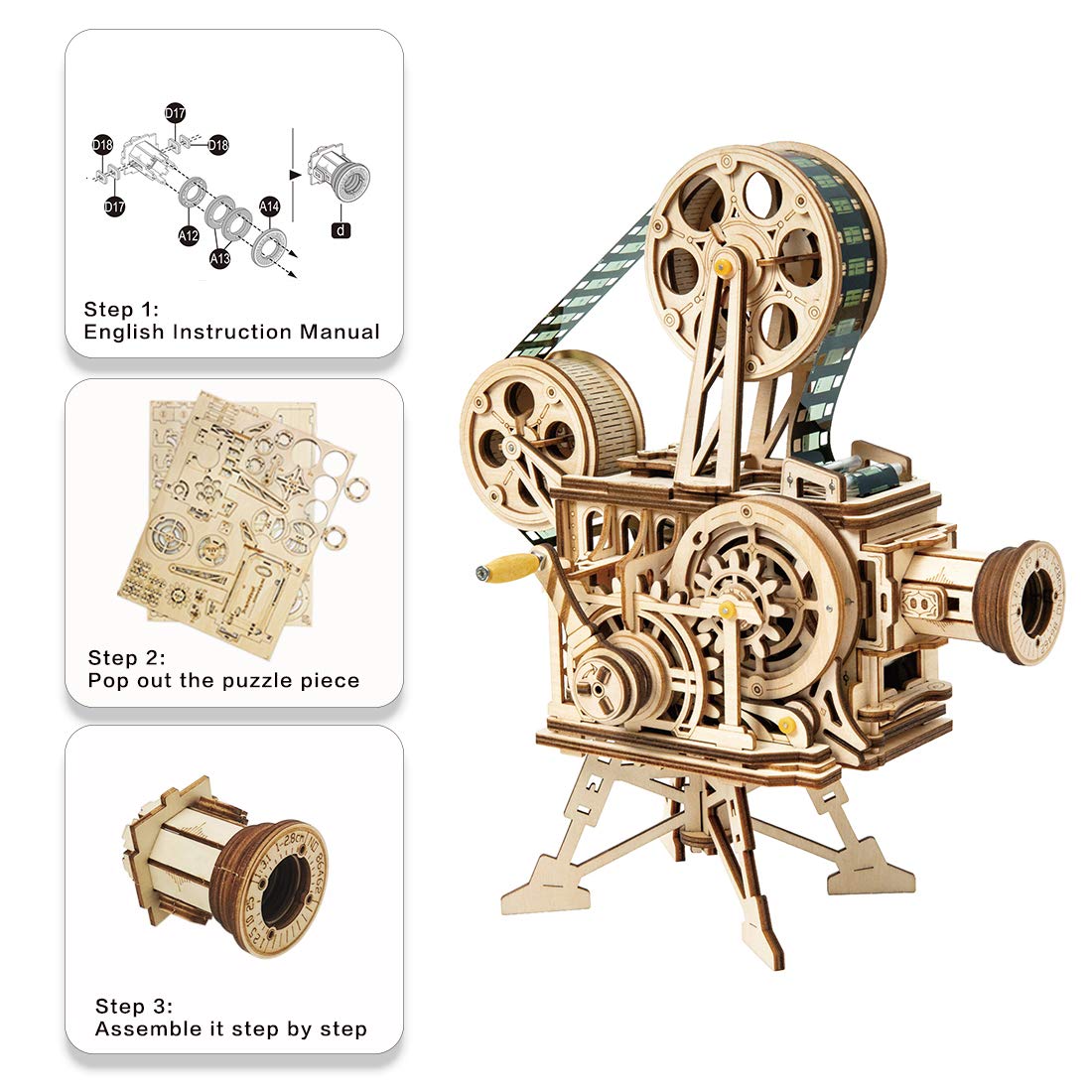 ROKR Vitascope laser cut basswood close up highlighting precision and quality