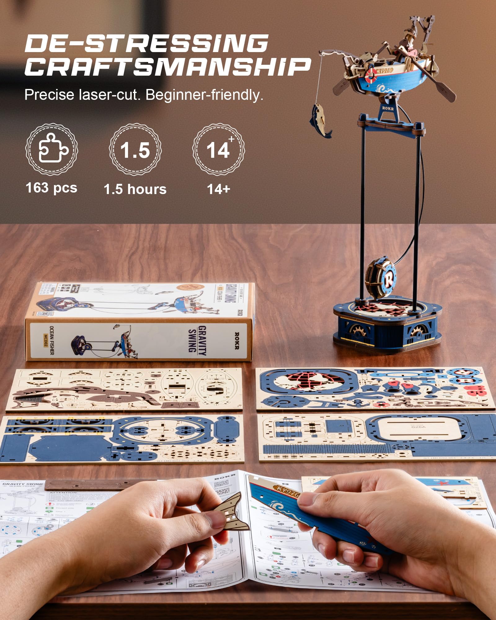 ROKR puzzle packaging showcases sturdy construction and ready-to-display box.
