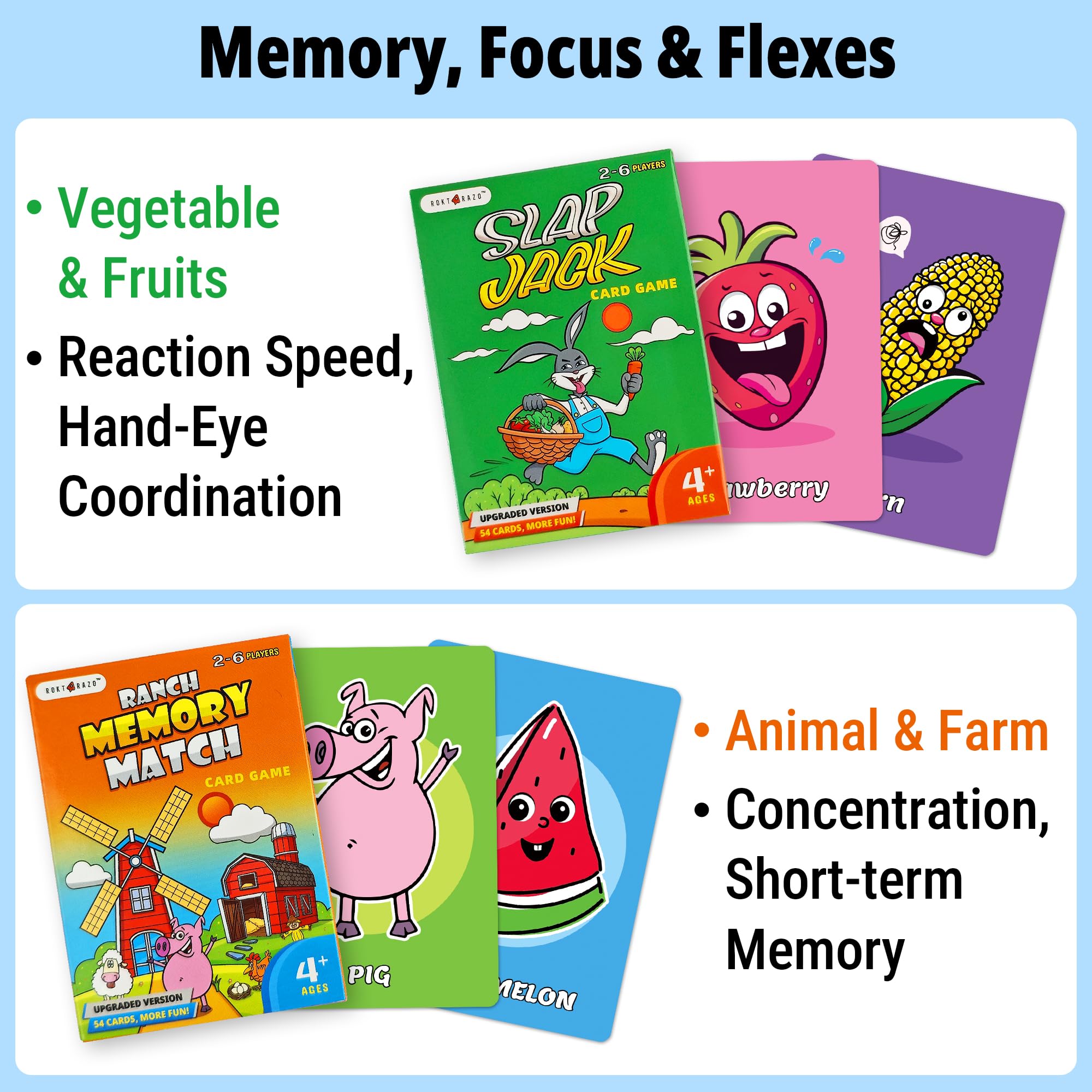 rokt&razo Memory Match game pack to boost memory and focus