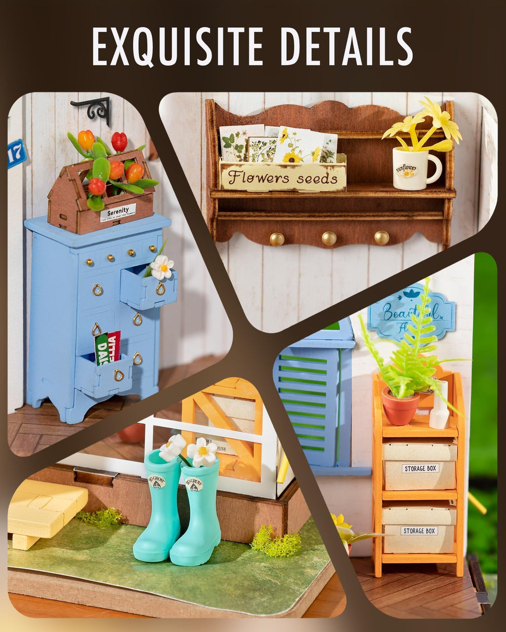 Rolife assembly-time joy invites mindful crafting with a colorful flower-filled model.