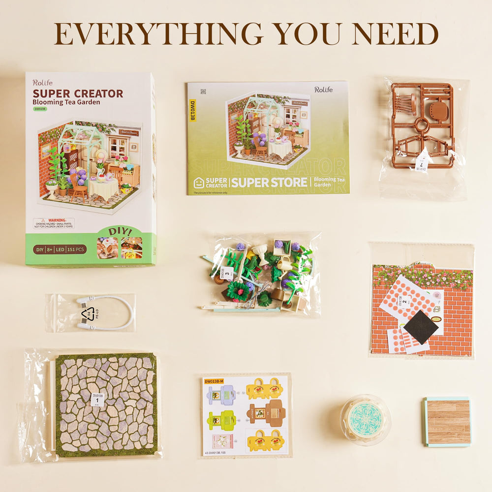 Rolife Blooming Tea Garden assembly guide, helpful for planning your build.