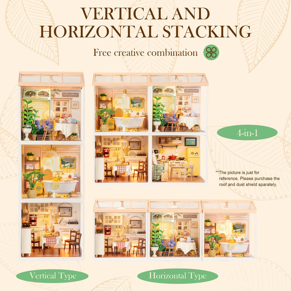 Rolife Blooming Tea Garden tea house interior, cozy and detailed.