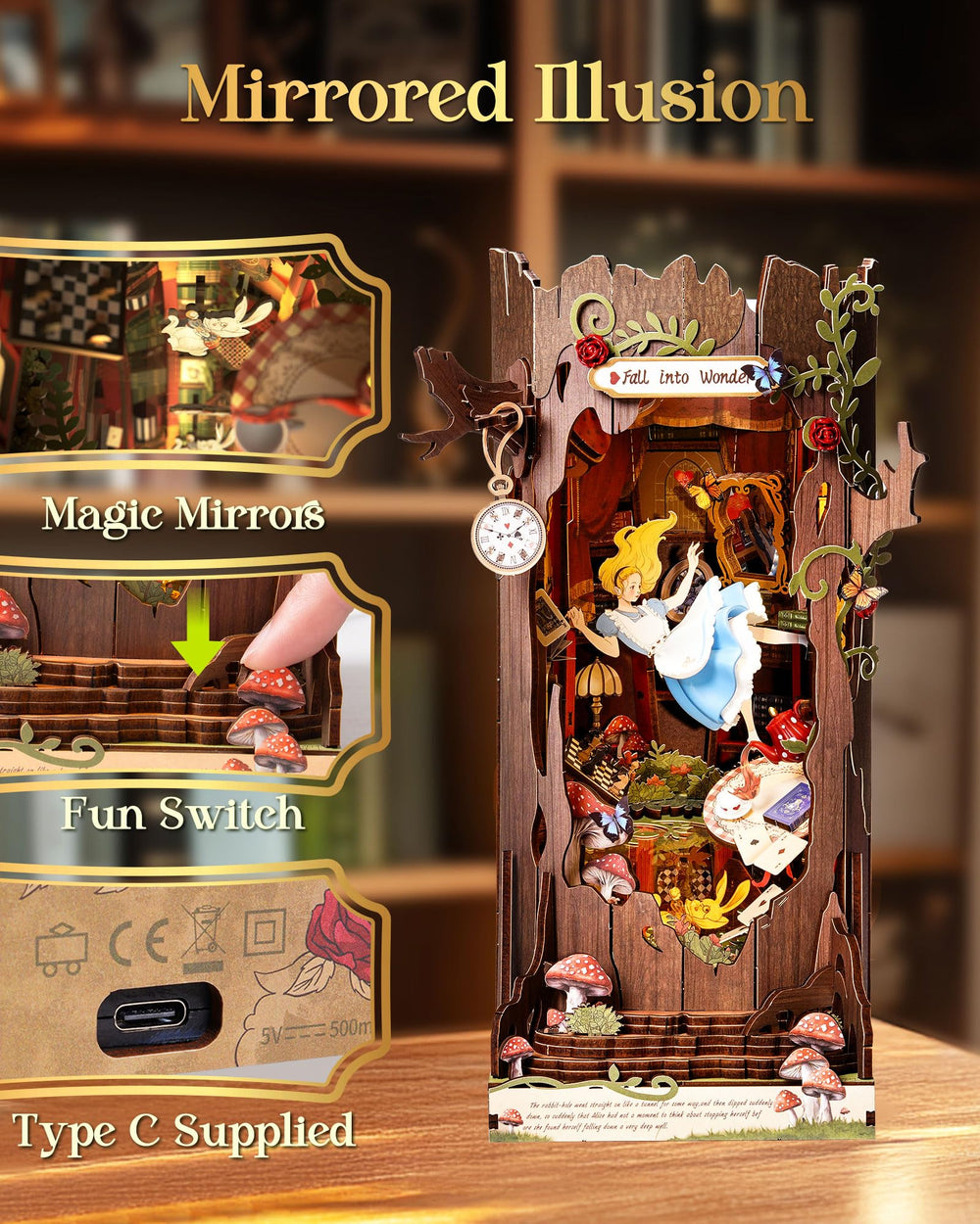 Rolife Book Nook Kit suspended figure adds whimsical motion