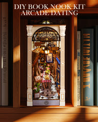 Rolife book nook shelf display highlights a miniature world
