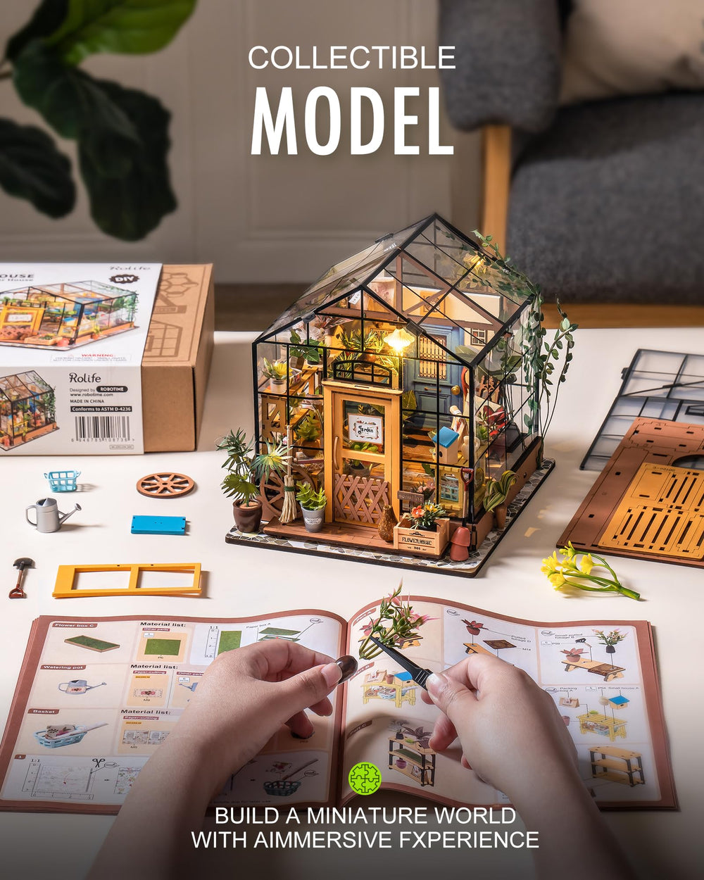 Rolife Cathy’s Greenhouse features high-precision prints for a polished look.