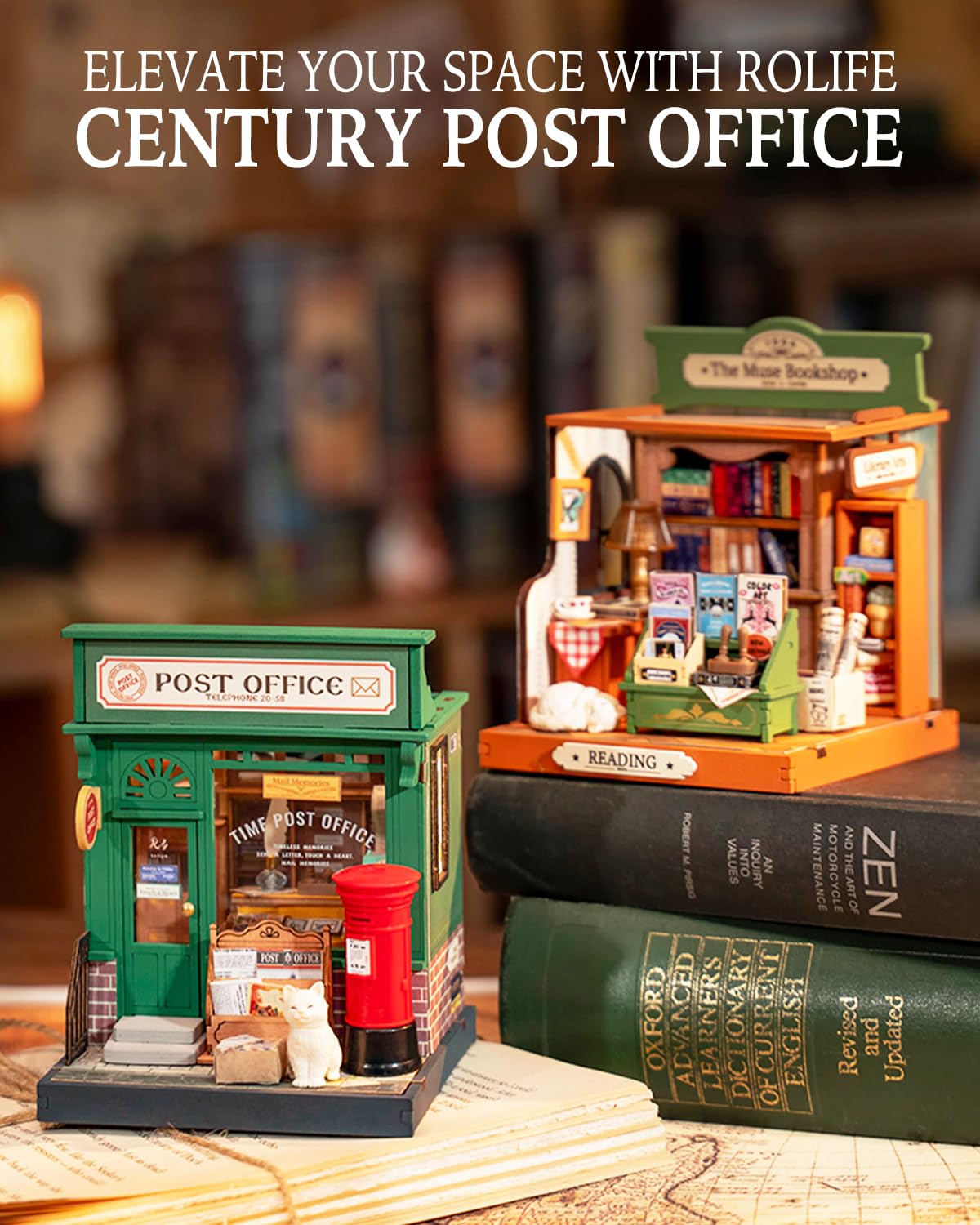 Rolife Century Post Office miniature kit assembly progress shows careful construction