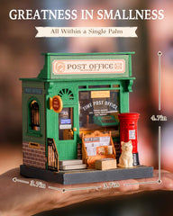 Rolife Century Post Office miniature kit lighting setup enhances realism
