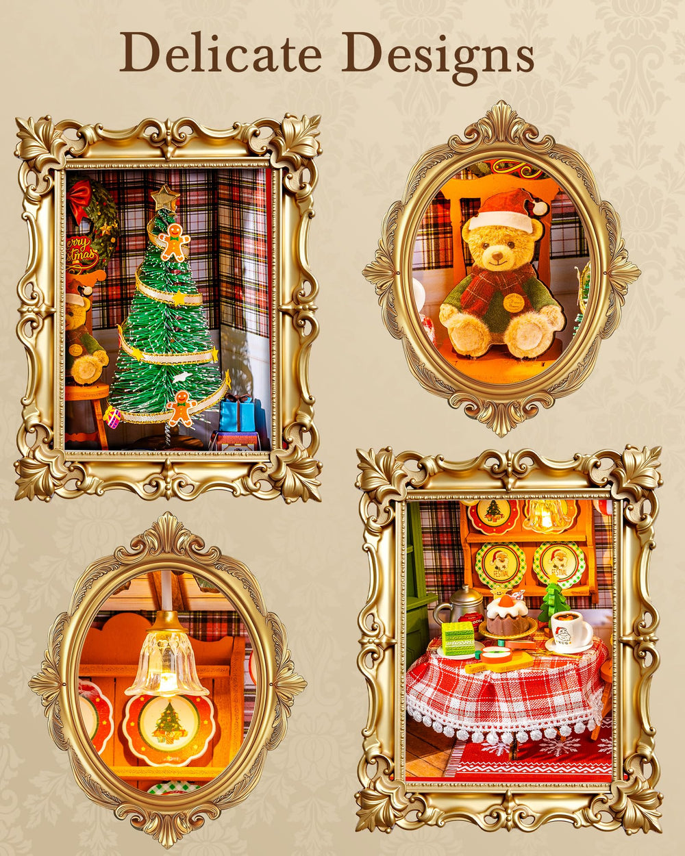 Rolife Christmas diorama decor evokes festive ambiance in any space.