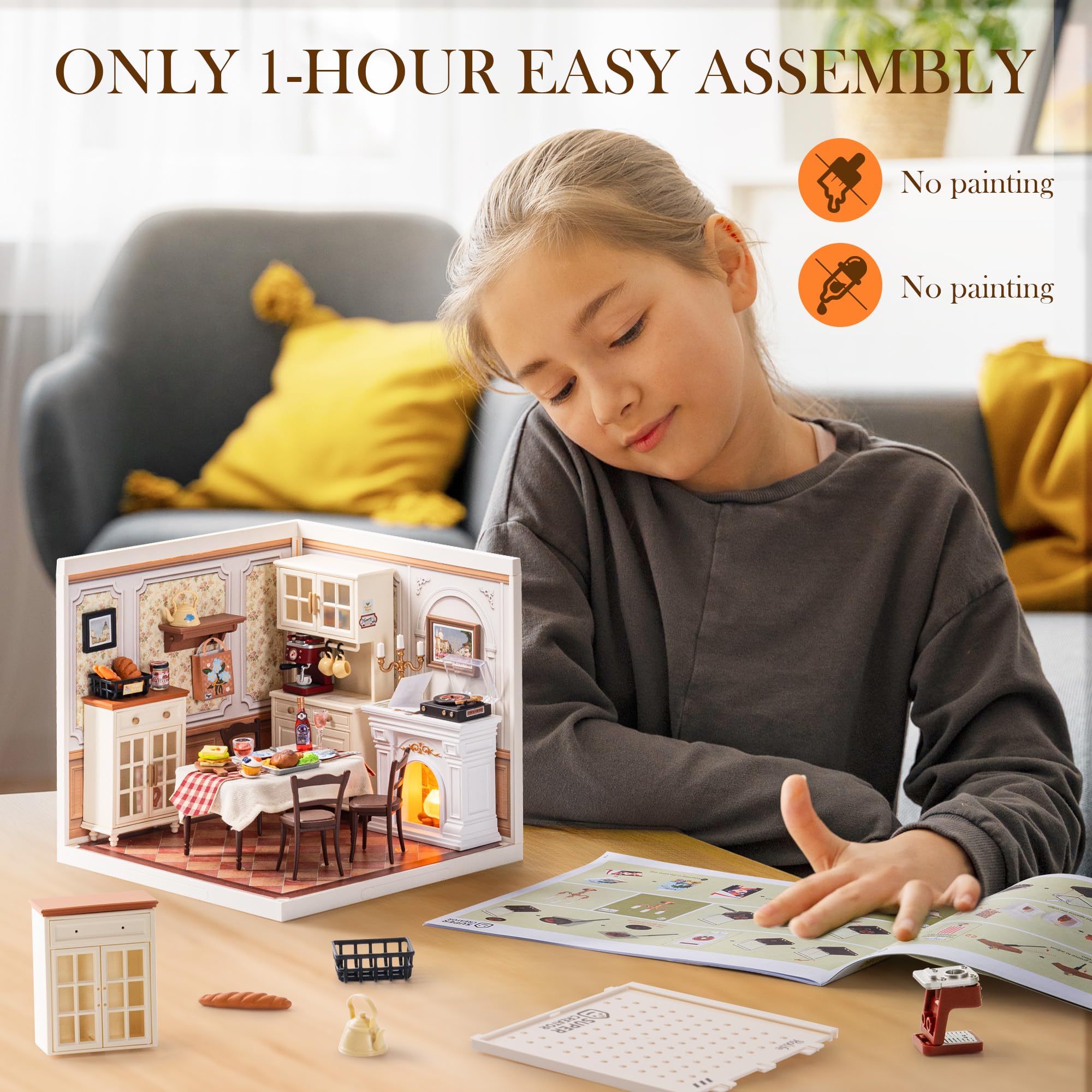 Tiny Rolife dining room furniture details for realism and charm