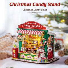 Rolife candy stand showcases hanging silver bells for holiday sparkle