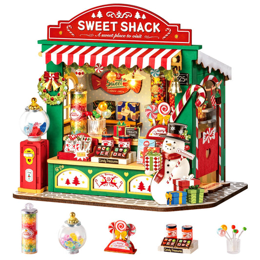 Rolife candy stand snowman greeter provides festive charm for shelves and tables