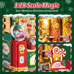 Rolife candy stand with traditional wreath creates a warm, welcoming holiday focal point