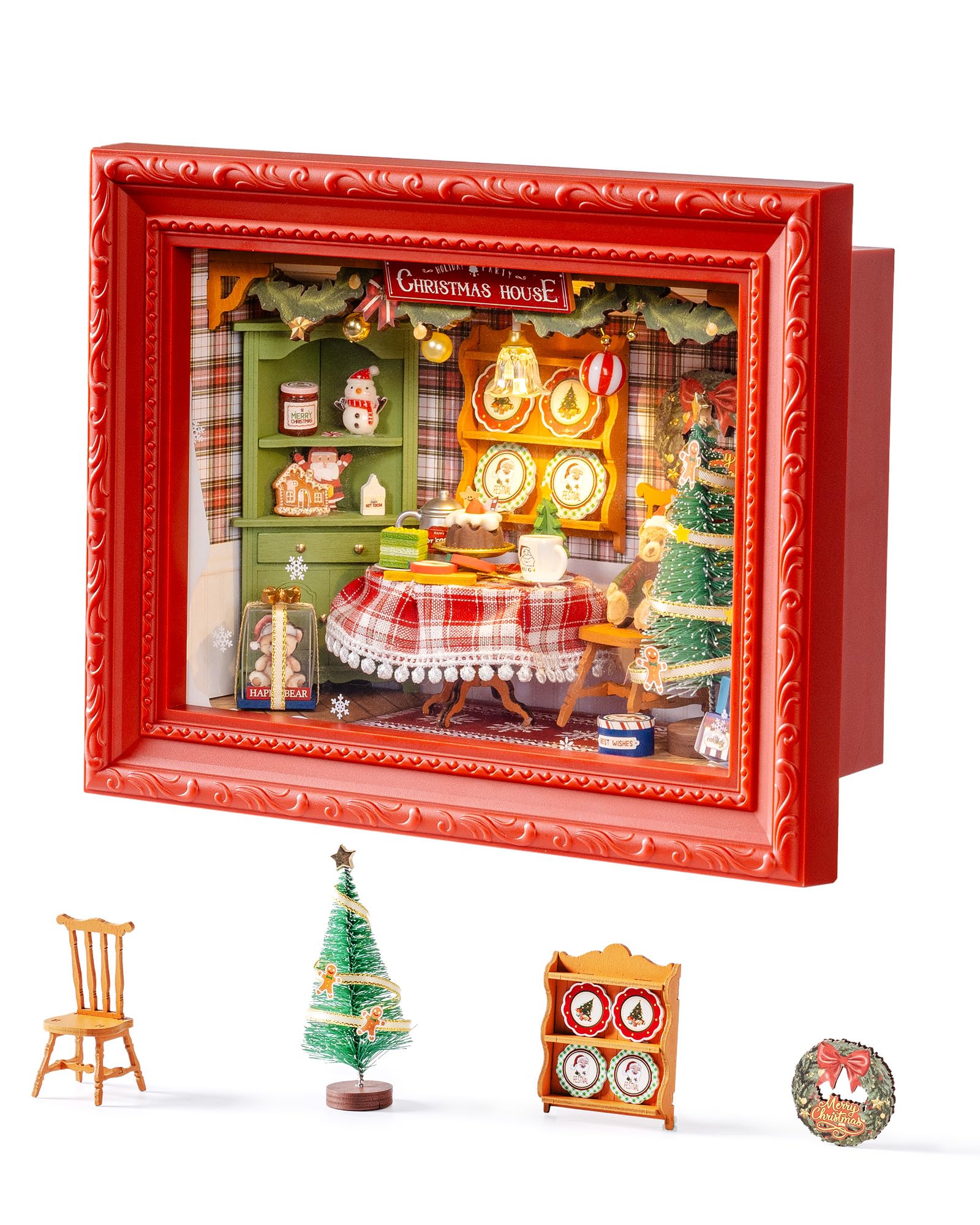 Rolife DIY miniature house kit ready for wall display with a detailed diorama.
