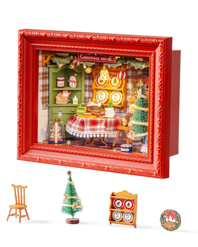 Rolife DIY miniature house kit ready for wall display with a detailed diorama.