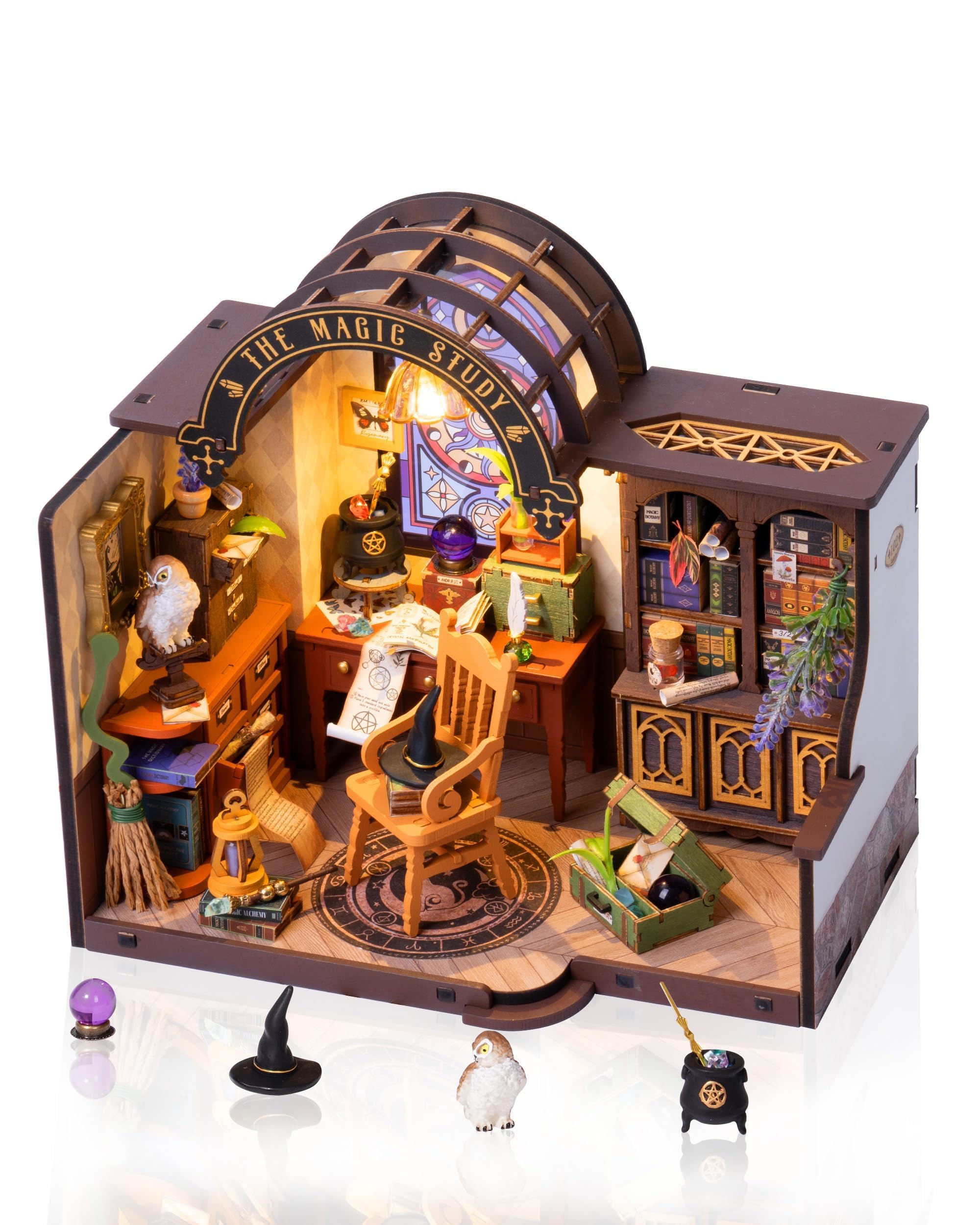 Rolife DIY miniature house kit featuring a messenger owl for imaginative storytelling.