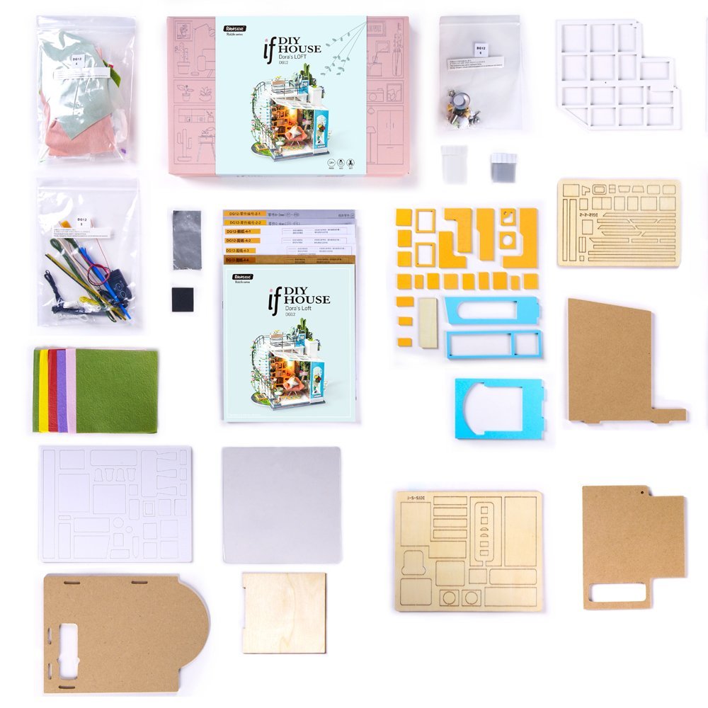 Rolife Doras Loft wooden micro-parts show sturdy material details