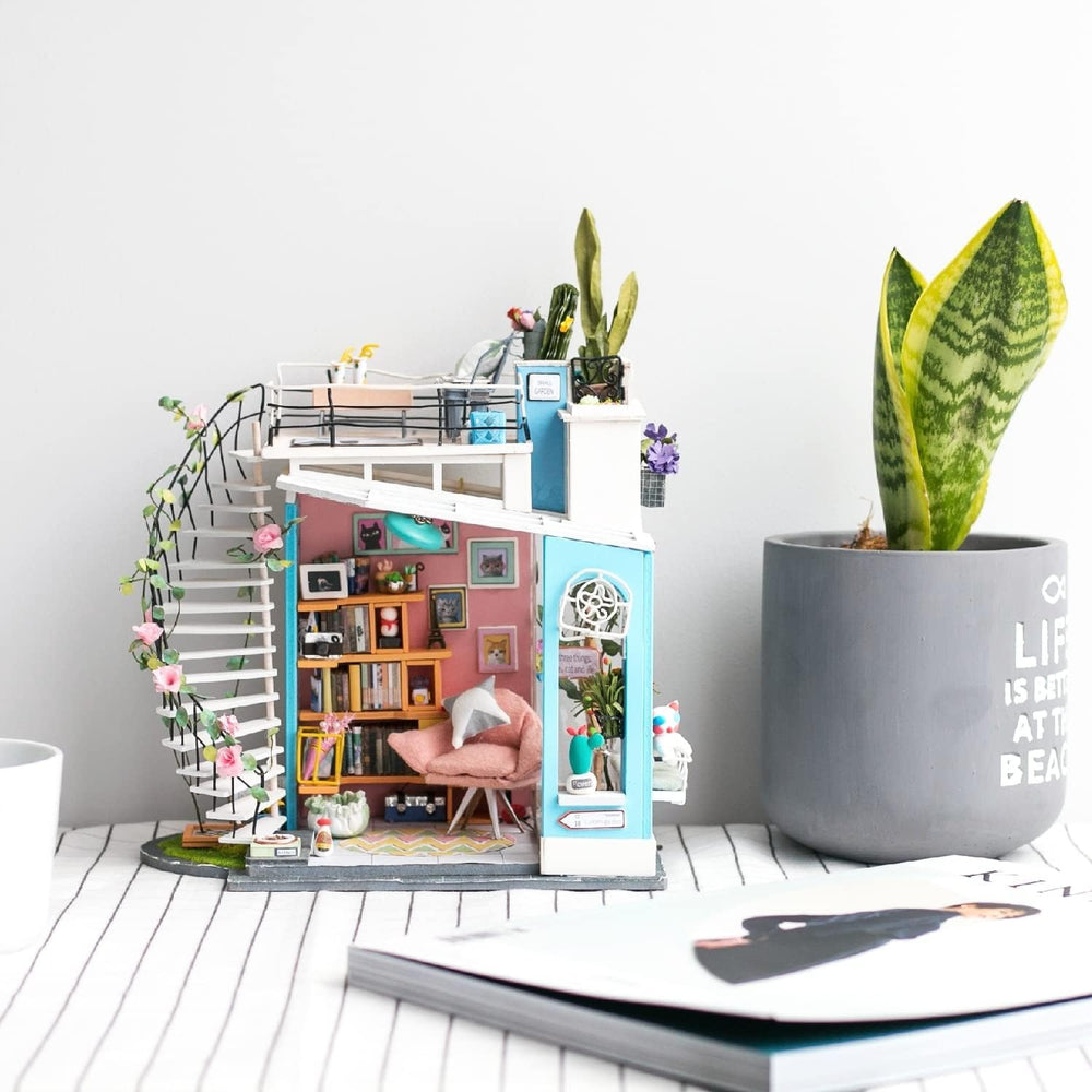 Rolife Dora's Rooftop furniture set highlights compact styling for cozy dollhouse scenes