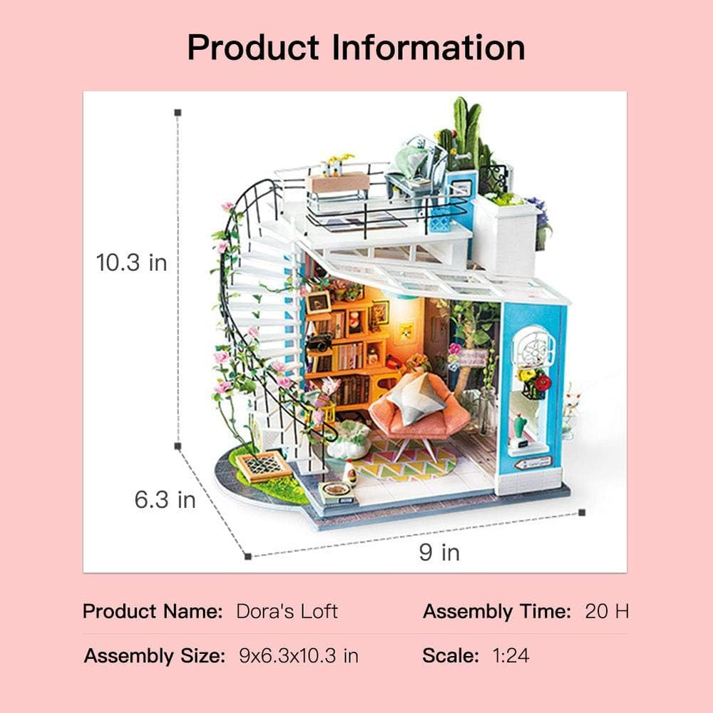 Rolife Dora's Rooftop ornamental plants add life to mini scenes