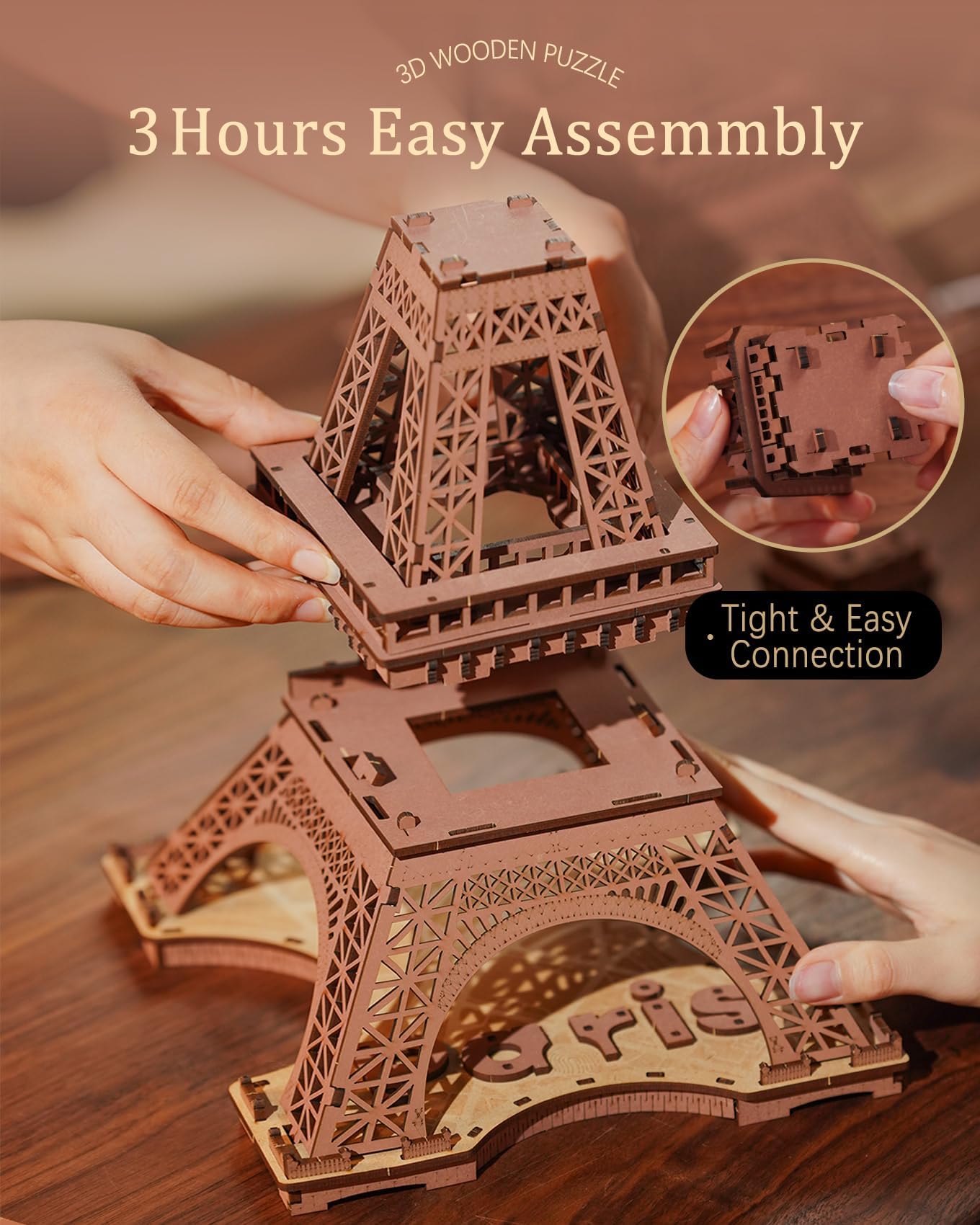 Rolife Eiffel Tower instruction manual page, easy steps for smooth building.