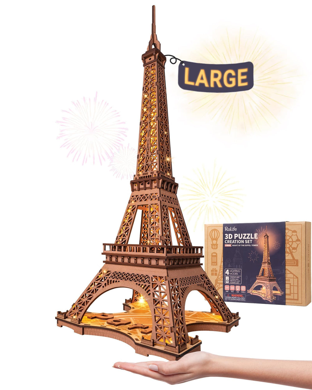 Rolife Eiffel Tower packaging photo, gift-ready presentation for special occasions.