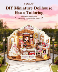 Rolife Elsa's Tailoring sewing machine detail enhances authentic miniature tailoring scenes.