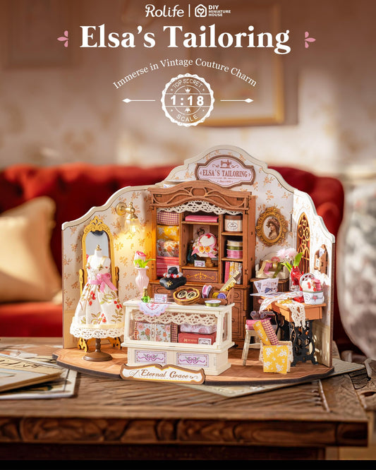 Rolife Elsa's Tailoring sewing-station highlights craftsmanship for imaginative dioramas
