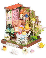 Rolife Fancy Tea Yard exterior front view highlights elegant miniature architecture for display