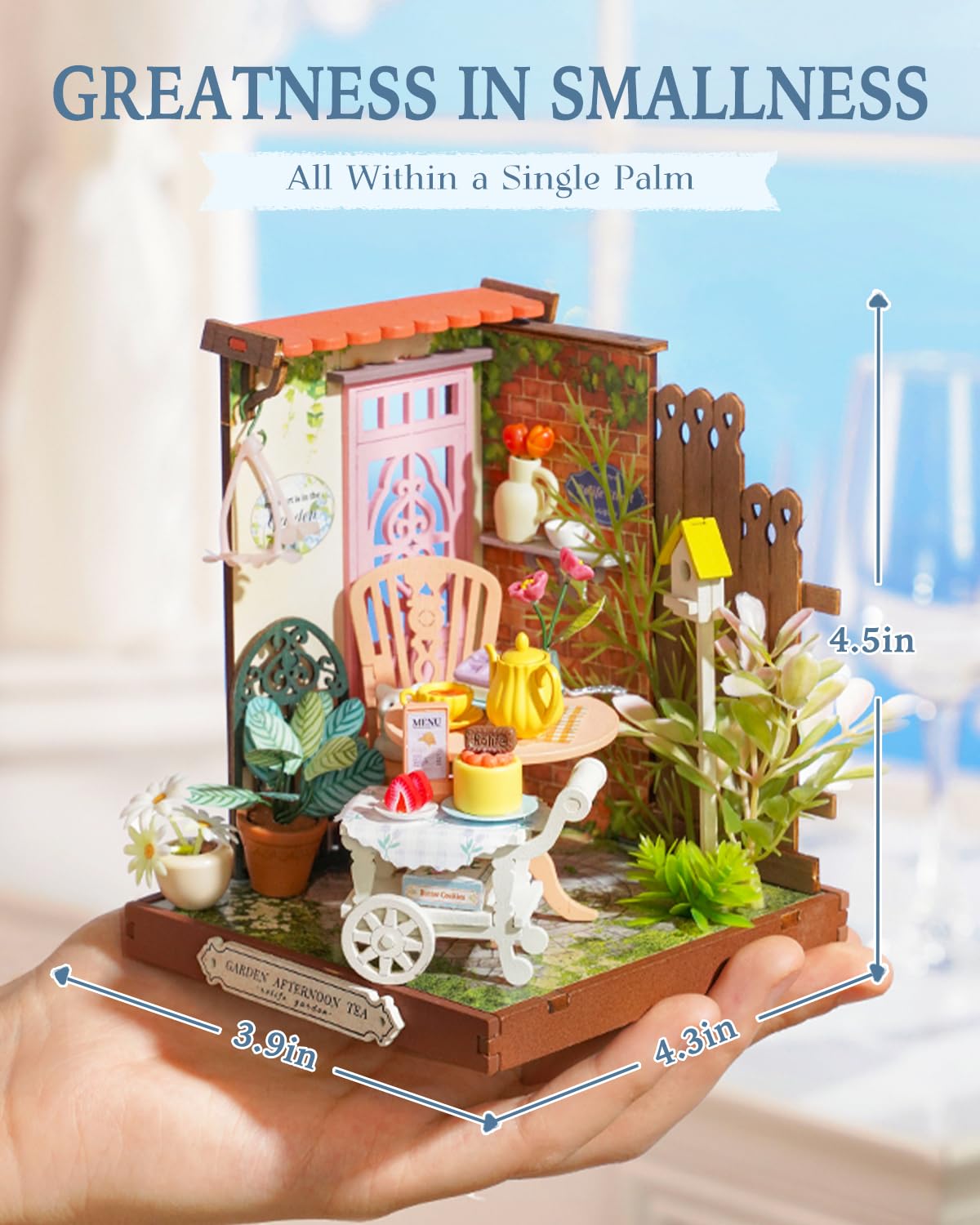 Rolife Fancy Tea Yard wood finish textures mimic natural grain for lifelike models