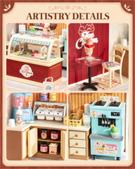 Rolife LED lighting kit enhances the ice cream shop scene with a warm glow