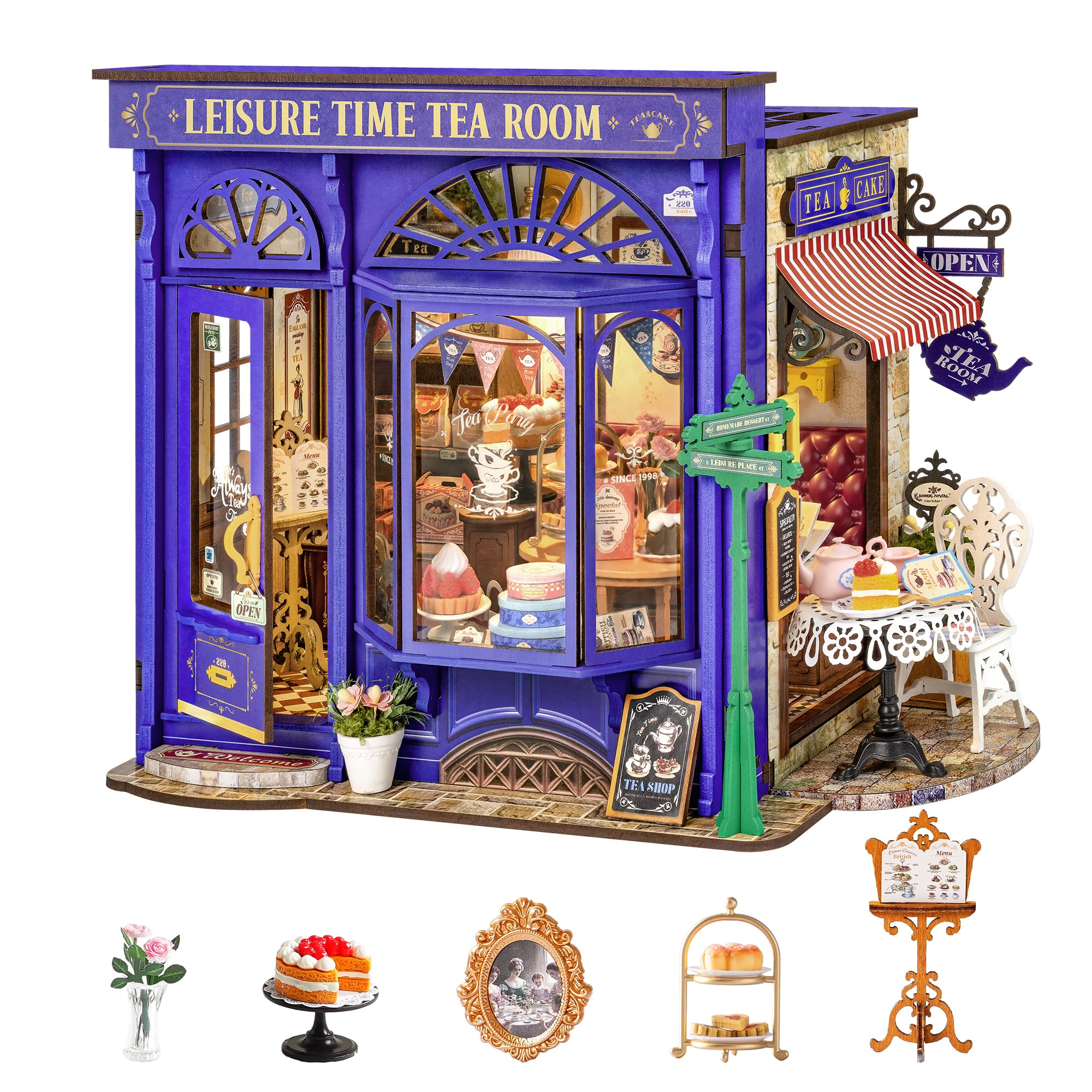 Rolife Leisure Tea Time openable book nook for shelf display and storytelling.